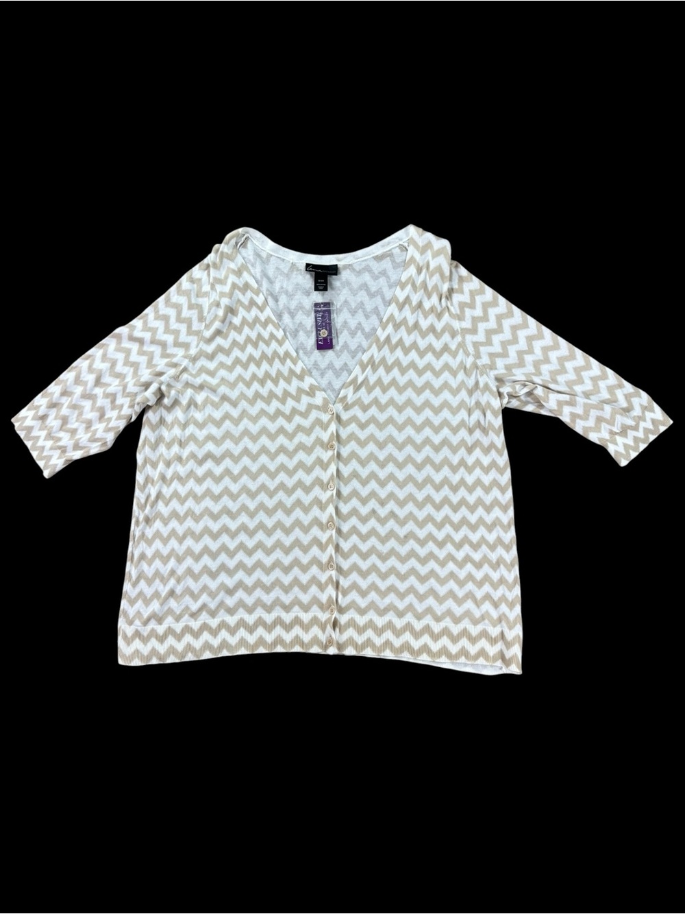 NWT Lane Bryant lightweight Chevron white and tan cardigan size 26/28